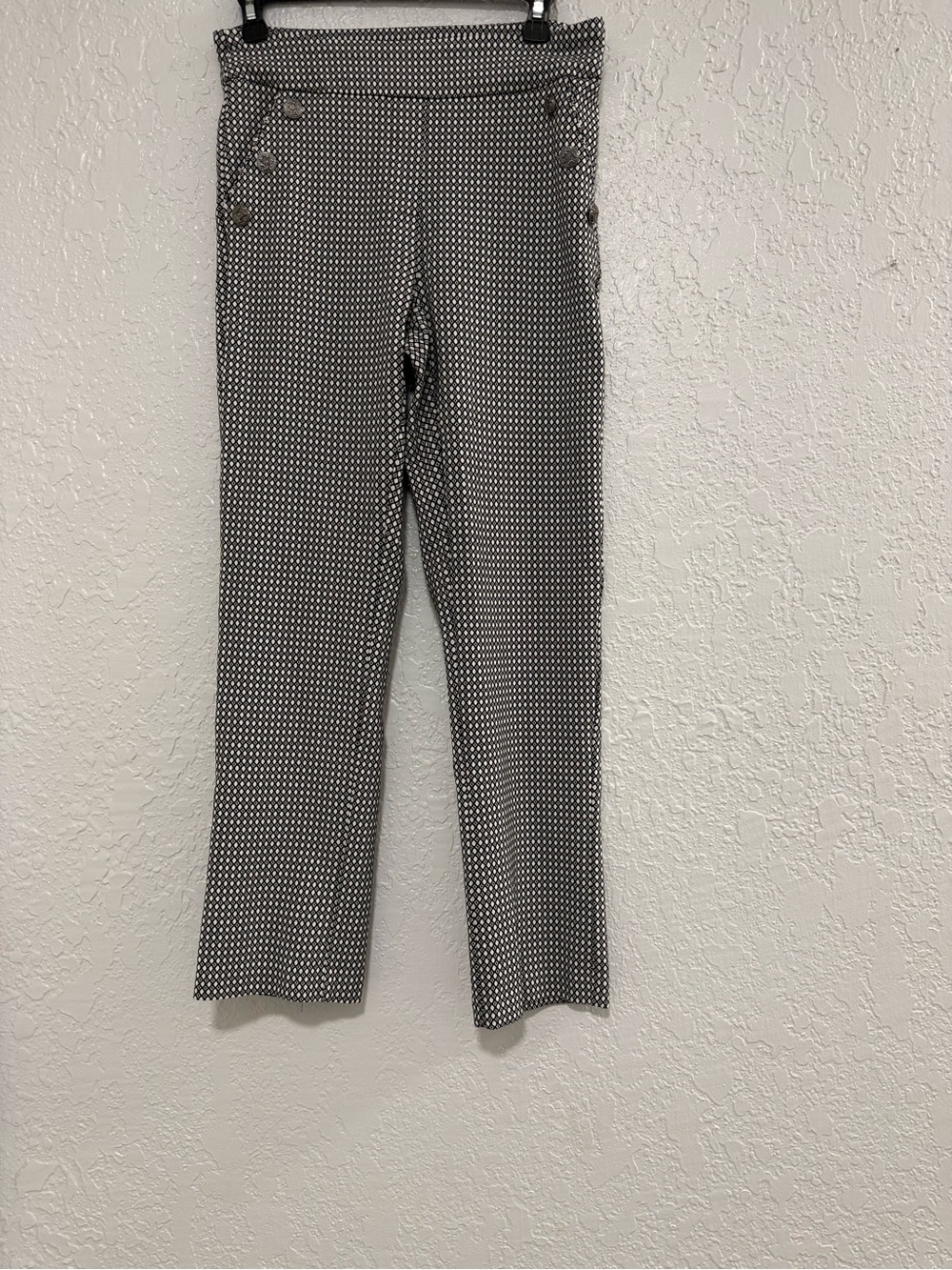 Girls Black & White Polka-Print Pull-On Knit Pants